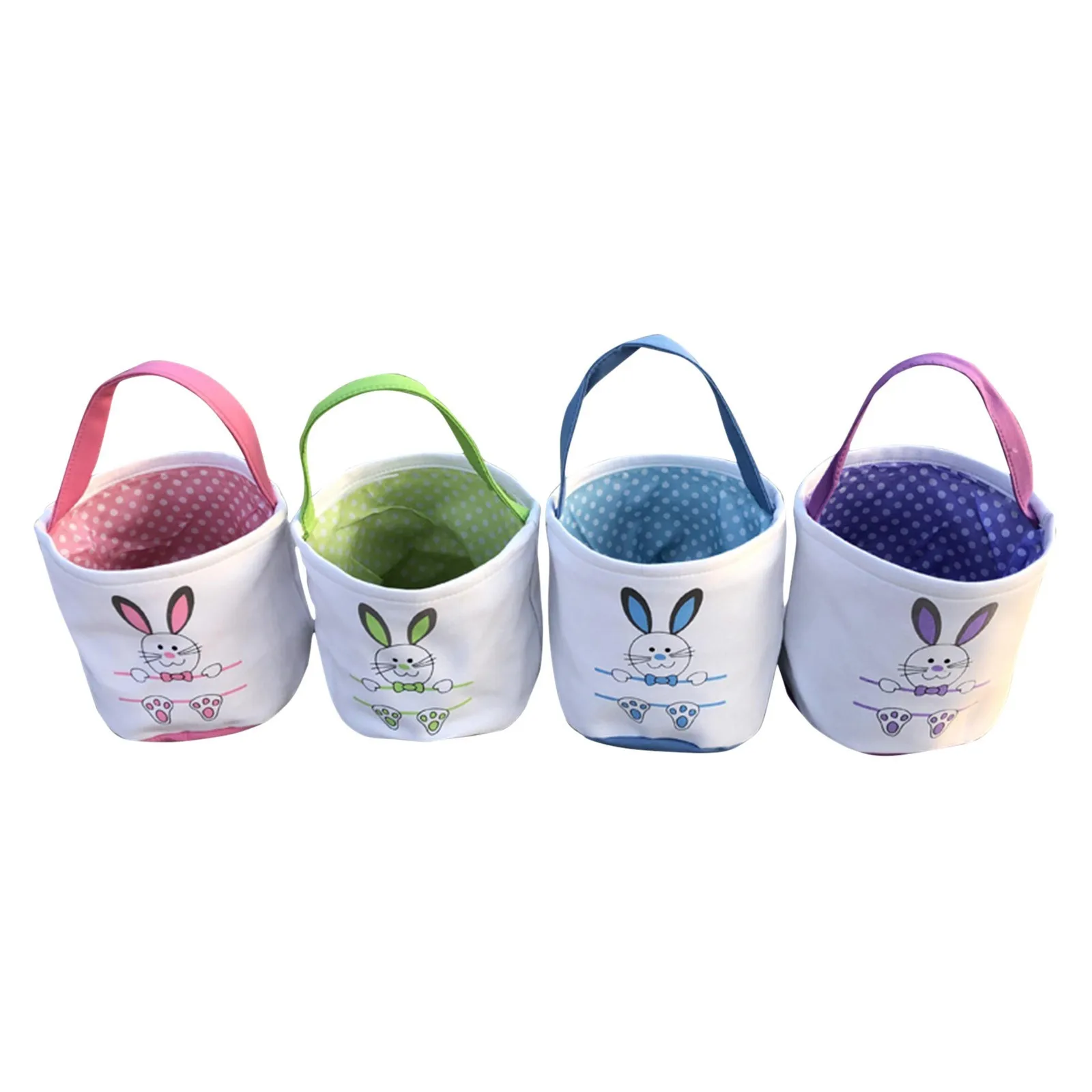 

Easter Basket Holiday Rabbit Bunny Printed Canvas Gift Carry Candy Bag