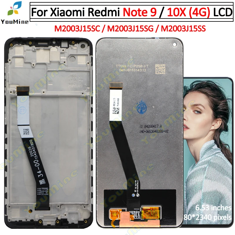 6 53 ''дисплей Замена для Xiaomi Redmi Note 9 LCD сенсорный экран дигитайзер сборка Note9 lcd 10X