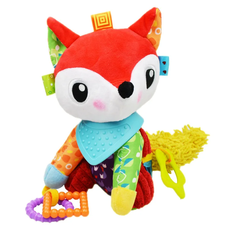 Fox Игрушка-колокольчик в виде животных, обучающие игрушки для детей, погремушка-колокольчик, подвижная игрушка висящая над кроватью, плюшевая игрушка-прорезыватель для зубов - Цвет: Fox