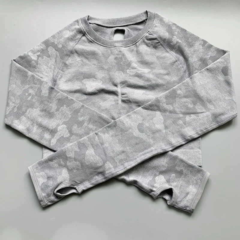 Женский бесшовный укороченный топ Nepoagym с длинным рукавом спортивная одежда