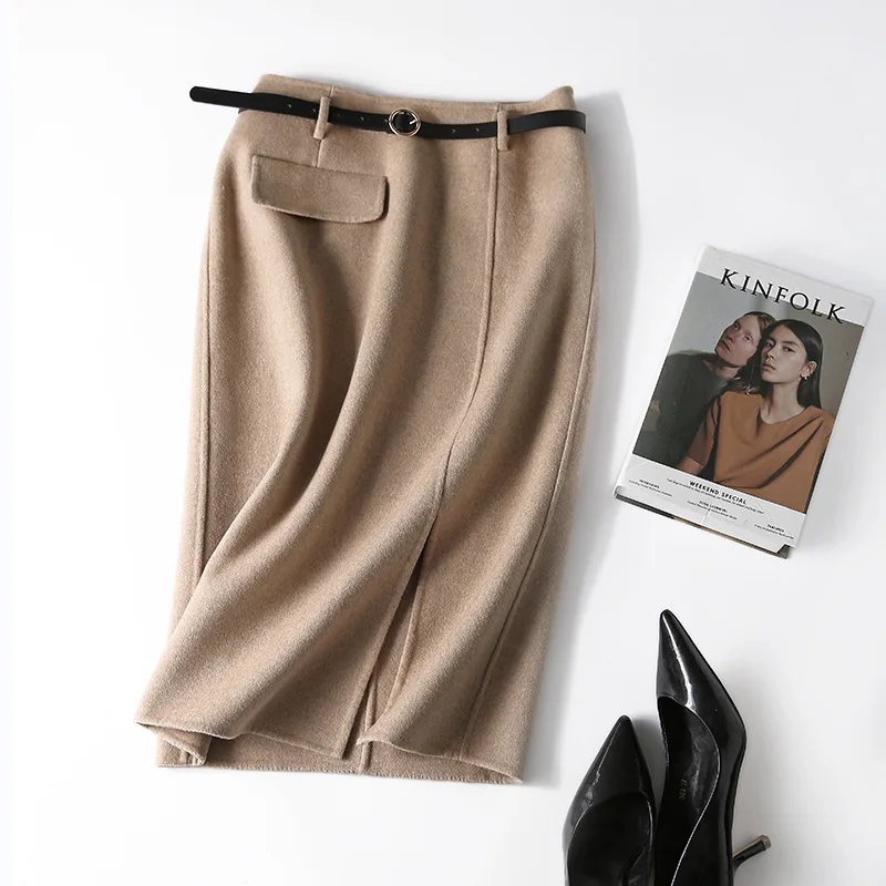 Handmade Double-sided Woolen Skirt Quality Commuter Wool Skirt 2020 New Autumn Women's Clothing + Free Belt