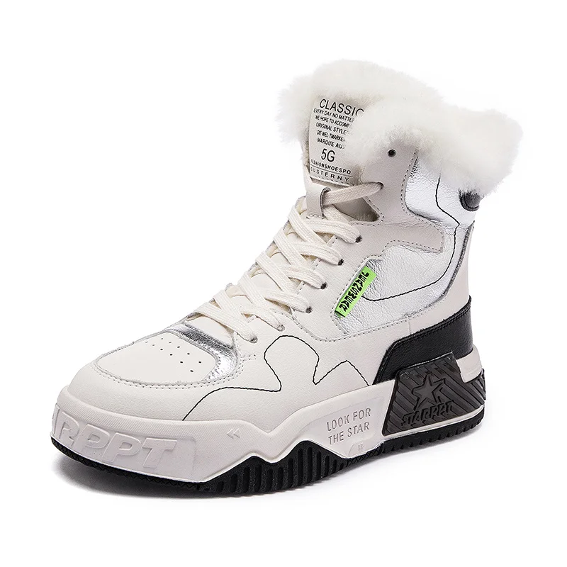 

Женские зимние меховые сапоги QZYERAI, очень теплая обувь из натуральной воловьей кожи, модные уличные стильные сапоги на шнуровке для отдыха