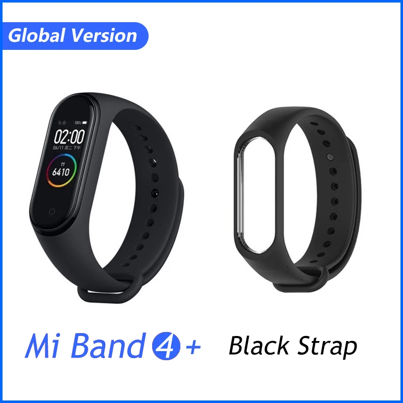 GB Black Strap Xiaomi mi-браслет 4 музыкальный смарт-браслет mi Band 4 браслет пульсометр фитнес 135 мАч цветной экран Bluetooth 5,0 браслеты - Цвет: GB Black Strap