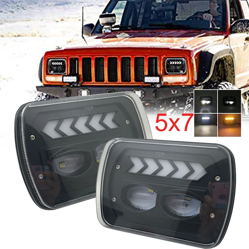 

5X7 Led Headlights Led Sealed Beam head light lamp With High Low Beam Led Headlight For J eep W rangler Yj Ch erokee Xj