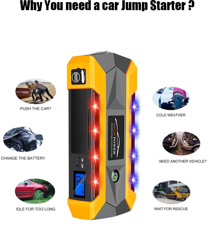 1000a car jump starter power bank 20000mah portable battery powerbank for phones tablets car emergency booster starting device free global shipping