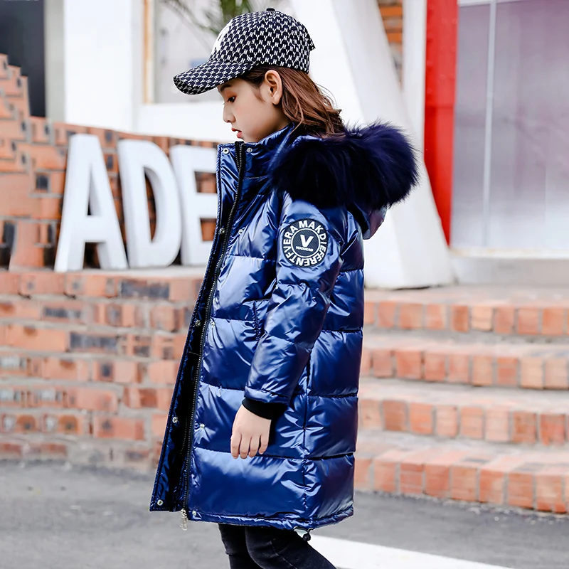 Высококачественная теплая зимняя куртка на белом утином пуху для девочек и