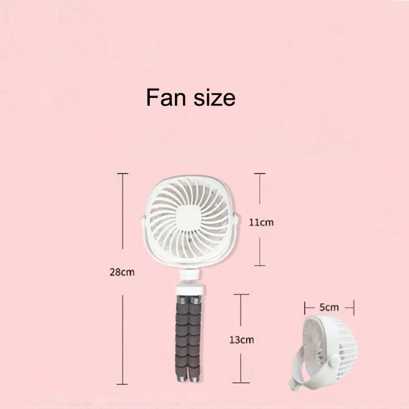 

3 Speed 360 Rotatable Handheld Desk Fan USB Rechargeable Flexible Fan for Baby Stroller/Bike/Camping/BBQ/Gym/Car Seat