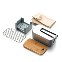 ocp outdoor camping picnic bushcraft lunch box mess tin set with cutting board stove rack steaming rack rice cooker equipment
