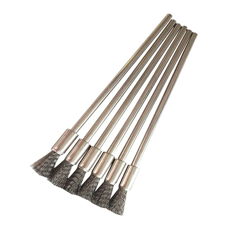 

10 Pieces Extended Wire Steel Pen Wire Brush Rust Paint Removal Bits Polishing Rotary Tools 3 MM Mandrel