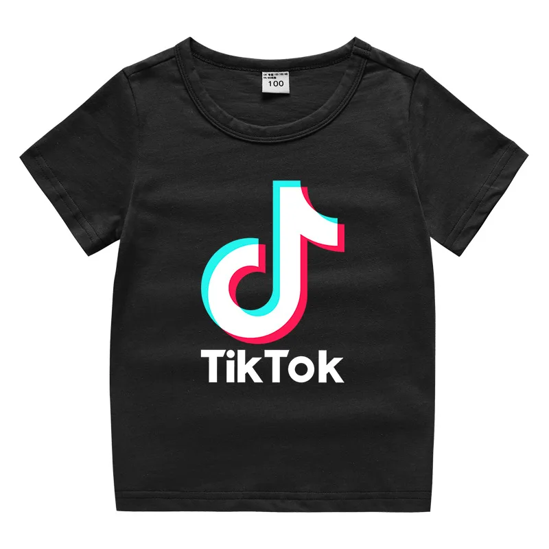 TikTok/Хлопковые футболки с короткими рукавами для девочек детская одежда на день