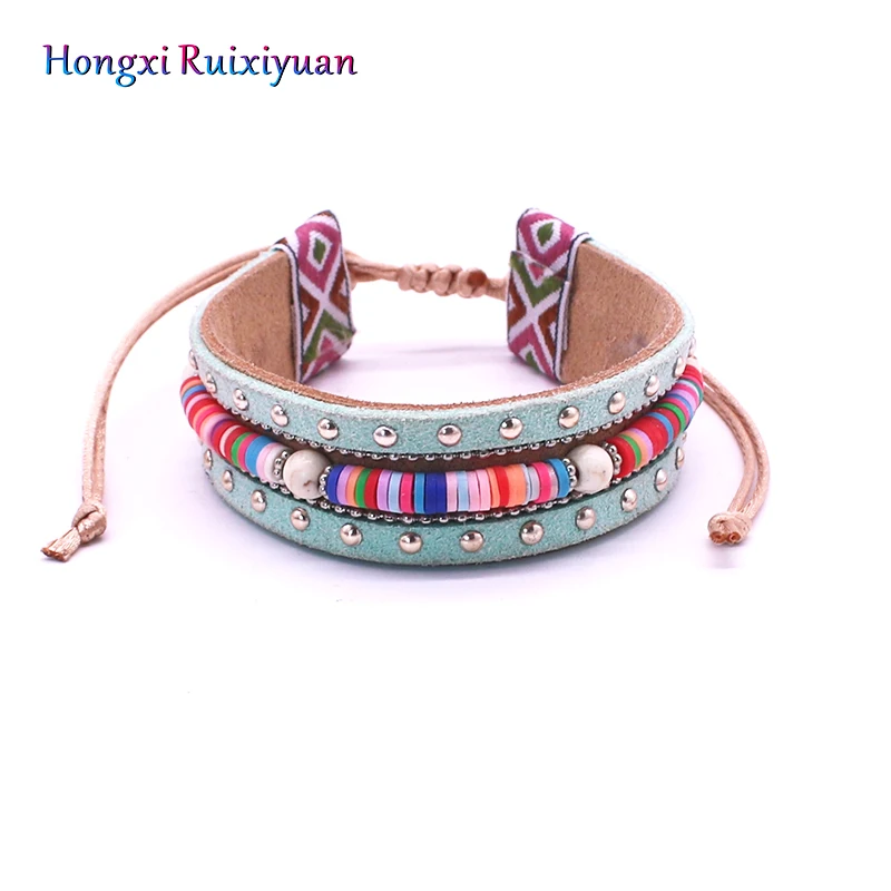 Ювелирное изделие кожаный браслет в богемном стиле Стиль сплав перо и