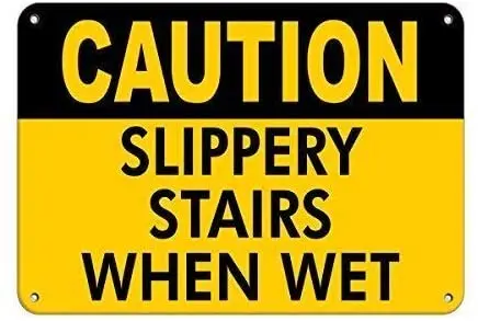 

Funny Metal Tin Sign Man Cave Garage Decor 12 x 8 Inches Caution Slippery Stairs When Wet Slippery When Wet Signs Aluminum