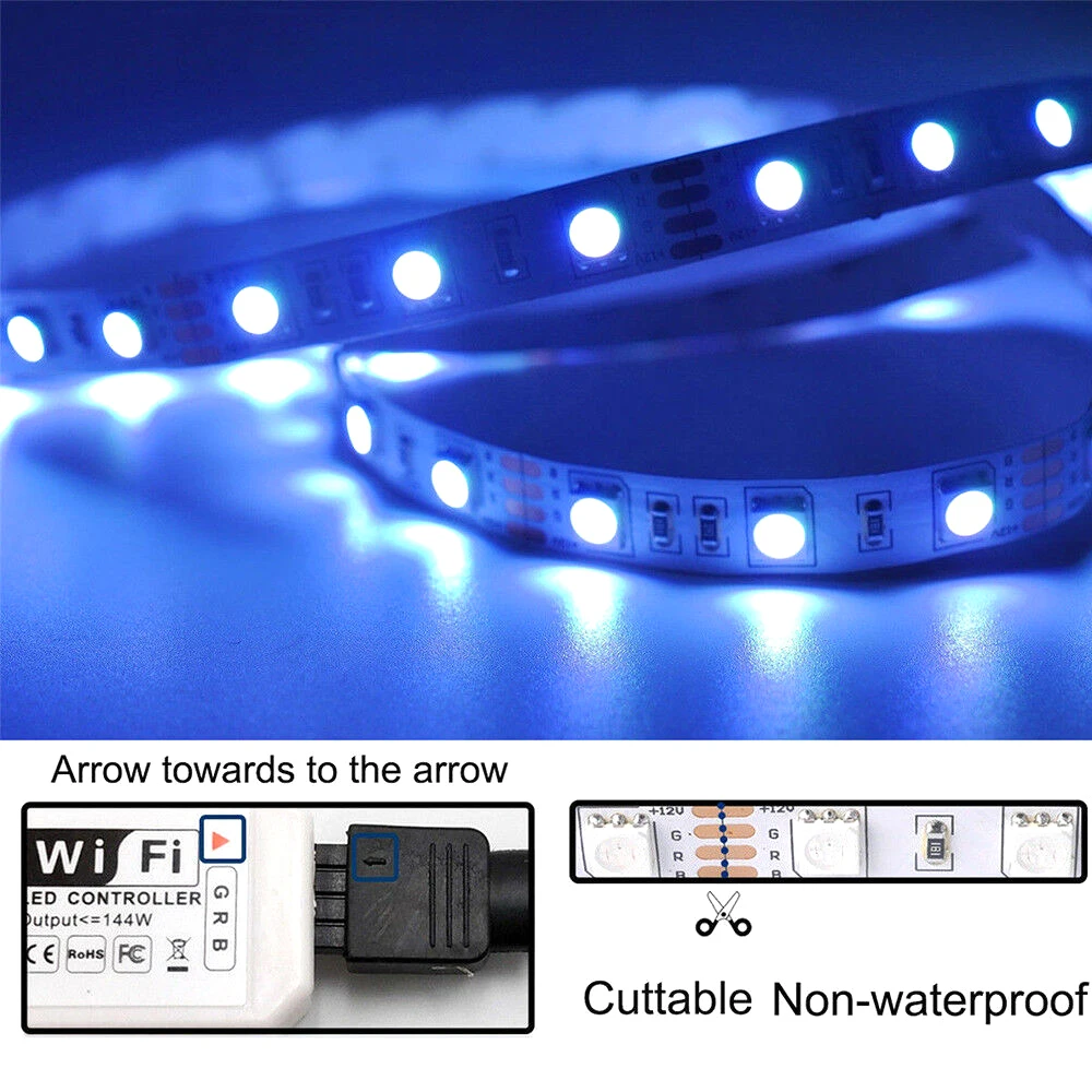 

5M led strip Smart WIFI Control Color Changing LED 5050 RGB Light Strip Compatible with Amazon Alexa Sync to Music for Party Dec