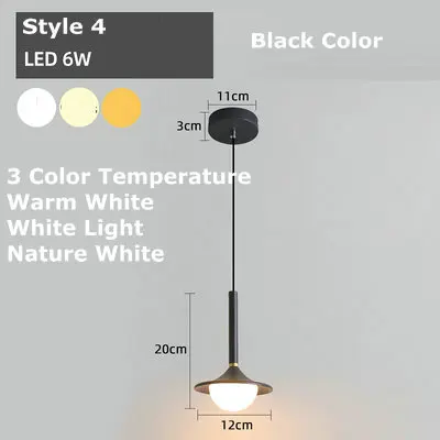 3 Color Temperature Скандинавская подвеска у кровати светильник акриловый металлический белый черный минималистичный длинный кабель светодиодный подвесной светильник - Цвет корпуса: 3 Color Temperature