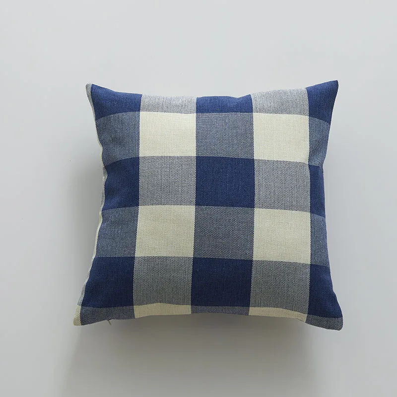 45*45 см современная простая наволочка из хлопка и льна в клетку мягкая удобная