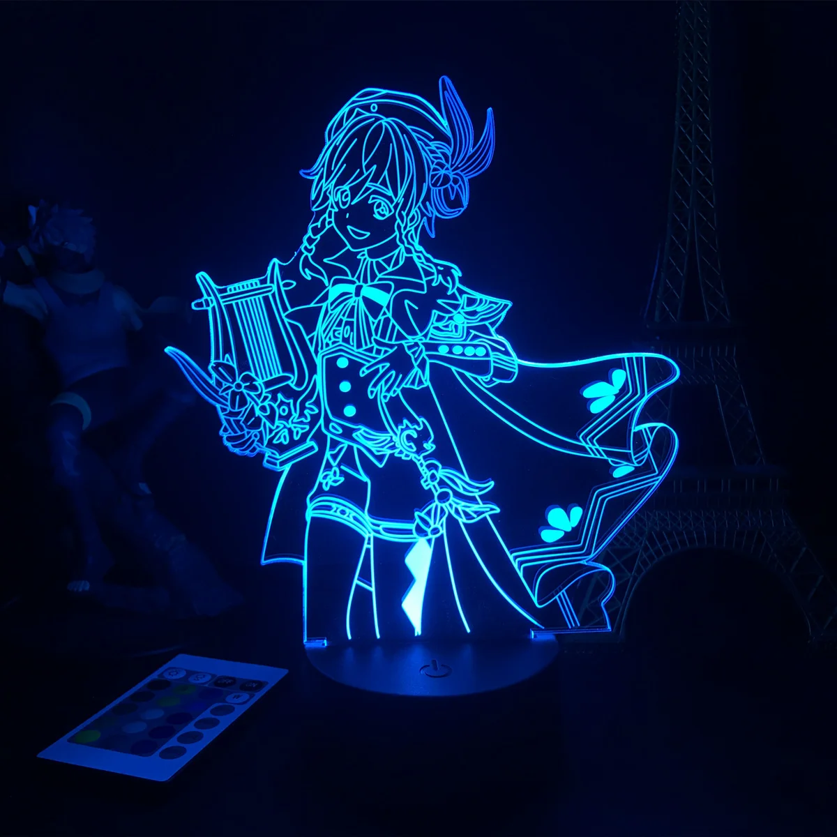 

Фигурка ударной игры Genshin, декор для игровой комнаты, RGB-лампа, украшение для геймера, 3D необычный ночсветильник, фигурки для подростков, пода...