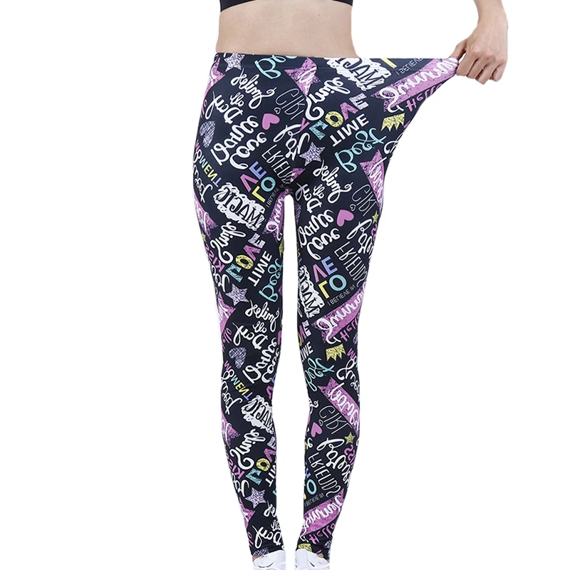 

NDUCJSI Colorful Letter Printing Legging Sexy Women Fitness Leggins Fashion Slim High Waist Push Up Pants Seamless Workout