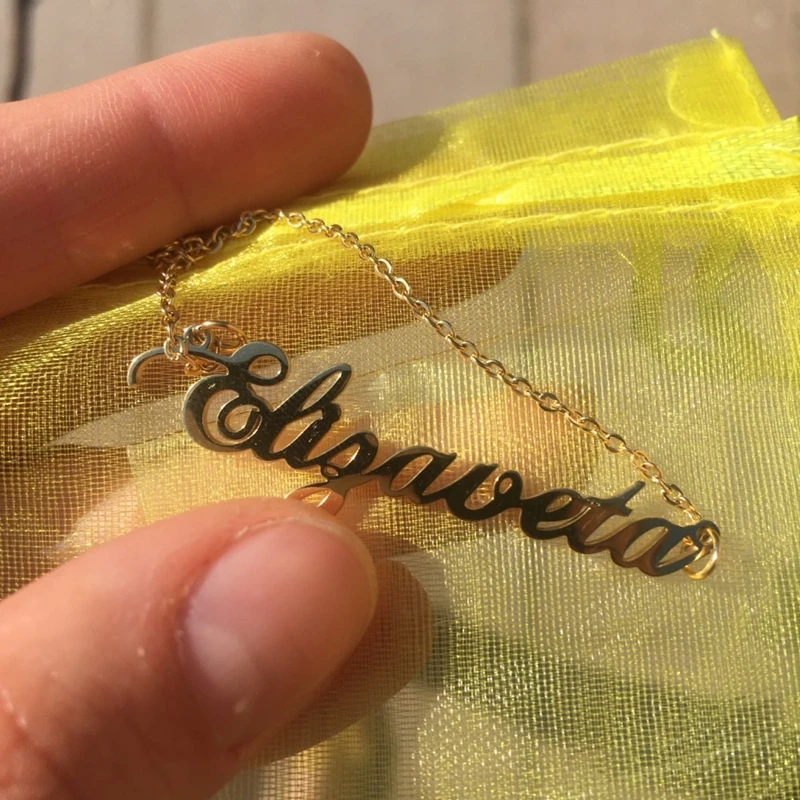 

Charming Cursive Name Necklace Custom Jewelry Stainless Steel Rose Gold Personalized Nameplate Pendant Necklace Gifts For Women