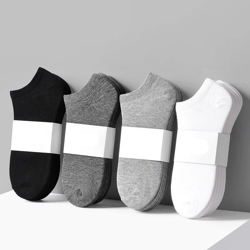 10 Pairs men Socks Breathable Sports socks Solid Color Boat socks Comfortable Cotton Ankle Socks White Black