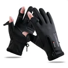 Зимние ветрозащитные перчатки для рыбалки с двумя пальцами, теплые флисовые перчатки для спорта на открытом воздухе, сноуборда, езды на мотоцикле, нескользящие перчатки для сенсорного экрана