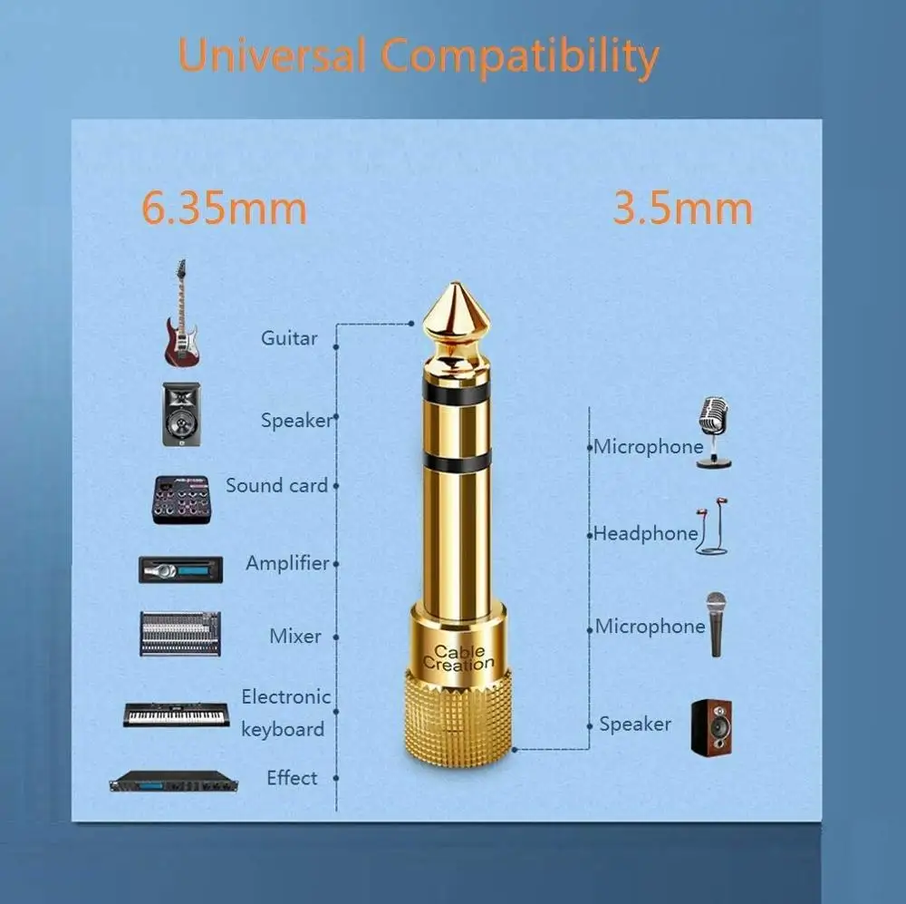 6.5mm Male to 3.5mm Female Audio jack Adapter electronic keyboard electric guitar piano amplifier speaker headphone | Компьютеры и