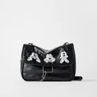 Модная брендовая Новая женская черная сумка на цепочке, Повседневная универсальная сумка-мессенджер на одно плечо, сумка через плечо с Микки, женские сумки