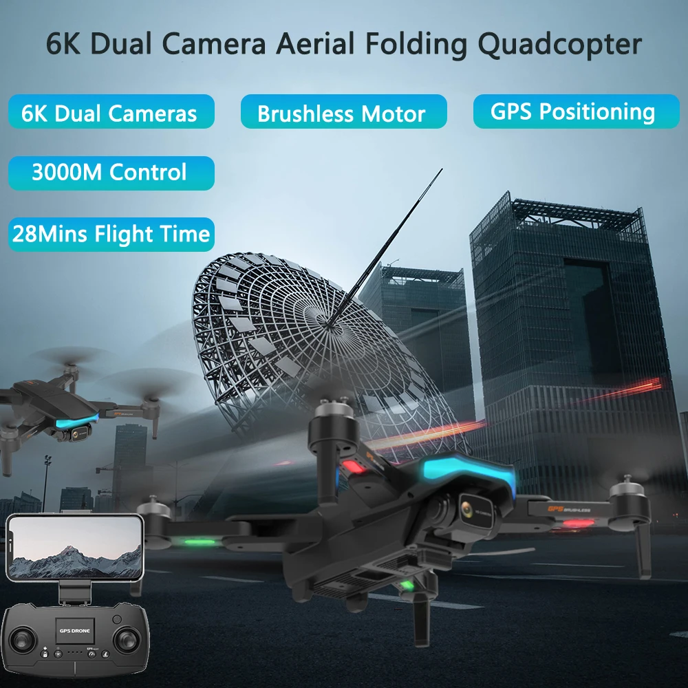 

Дрон, двойная камера 6K, GPS, FPV, радиус действия 5G м, 2 камеры, Wi-Fi, 28 мин