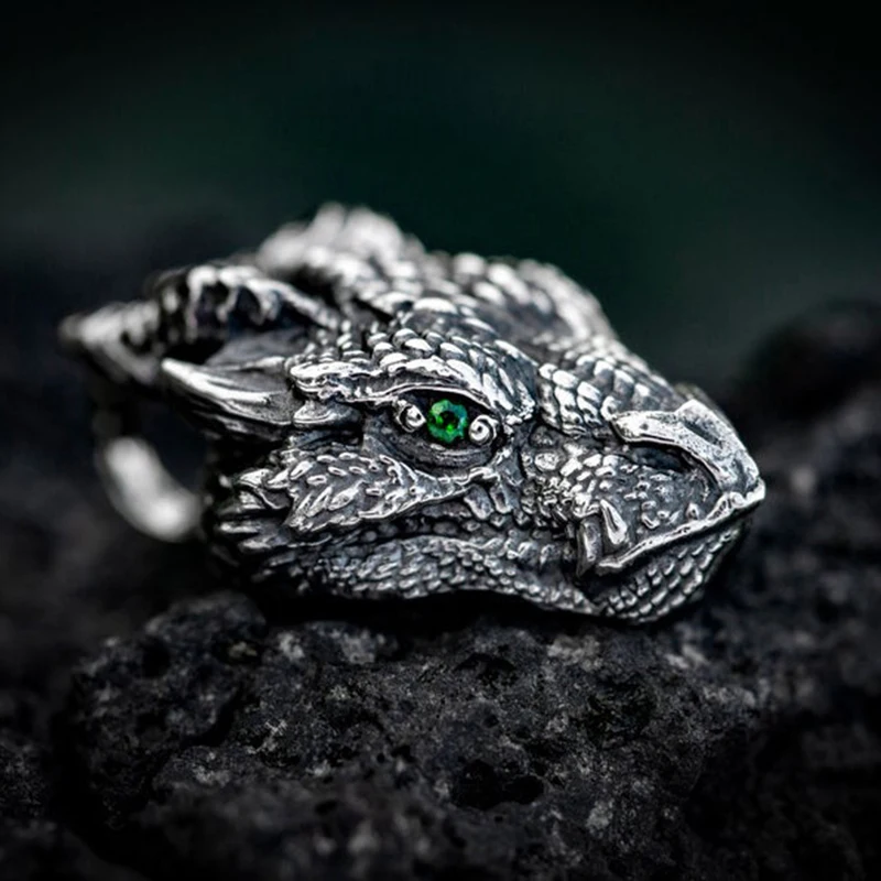 

Pure tin Silver-plated dragon pendant necklace men retro style hip hop Jewelry on the neck vintage man chain necklace
