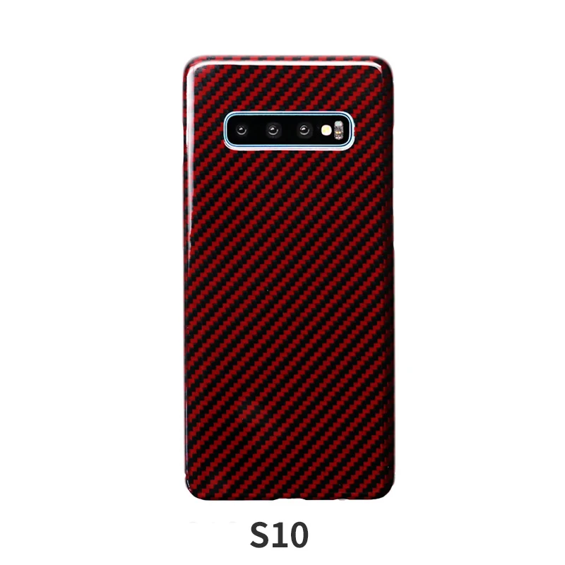 Кевлар из чистого углеродного волокна чехол для телефона для samsung Galaxy s10 s 10 plus Настоящее углеродное волокно черный красный матовый яркий корпус - Color: Red light