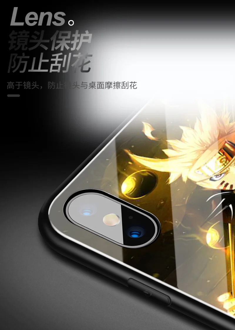 Японский аниме закаленный стеклянный чехол для телефона iPhone 6S 7 8PLUS XS MAX есть светодиодный роскошный стеклянный чехол для вспышки блестящий чехол для телефона