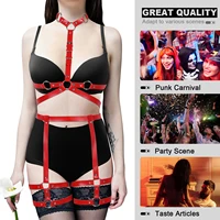 fetish leather cage bra womens sexy bondage chest sculpture bra body harness gothic accessories garter belt stockings underwear