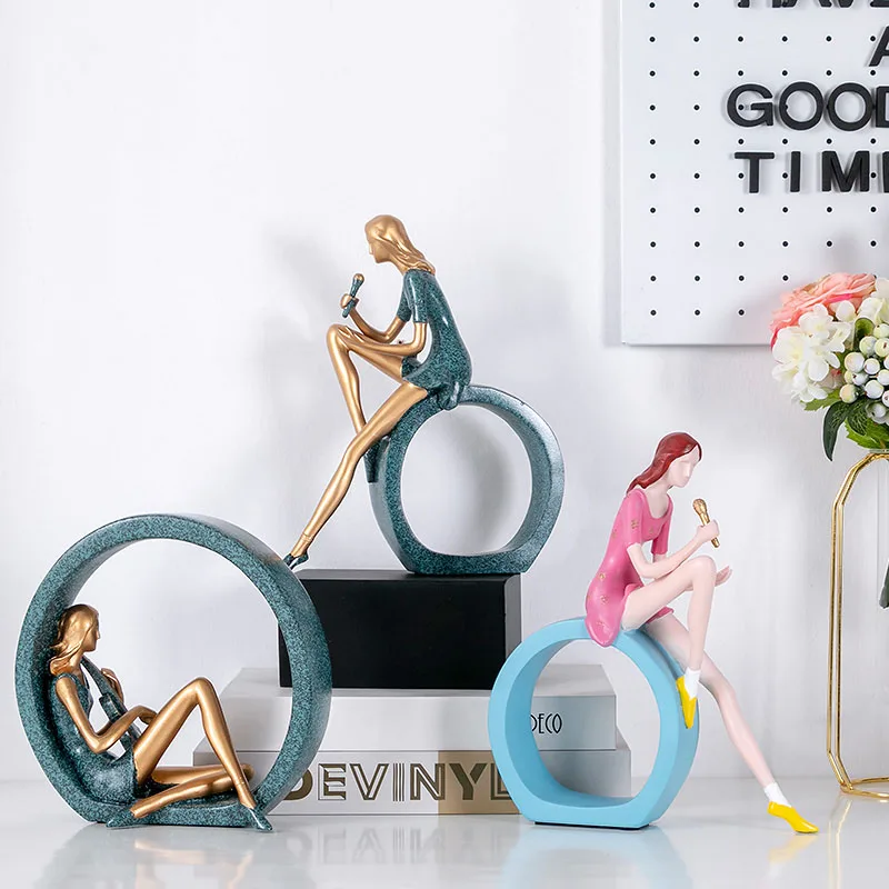 Украшения для дома из смолы 2 шт./компл. фигурка молодой девушки музыкальный