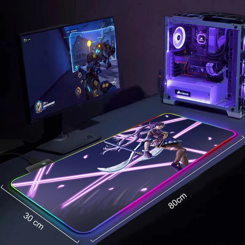 

RGB Gaming Mouse Pad Genshin Impact Large Led Computer Gamer Mousepad Big Mouse Mat xxl Carpet For keyboard Desk Mat Mause