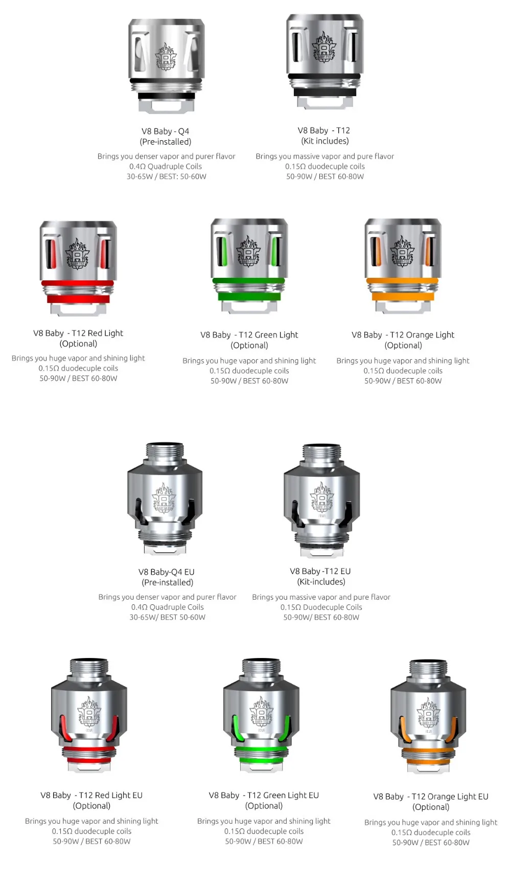 SMOK TFV8 детский M2 Q2 T8 X4 RBA катушка головка для V8 детский бак большой детский распылитель испаритель сопротивление испаритель нагреватель ядро