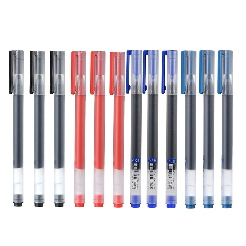 

6/12Pcs/Set Super Durable Writing Sign Pen 0.5mm Gel PEN Signing Caneta Smooth Switzerland Refill Black/Blue/Navy Ink Office Pen
