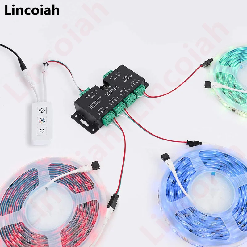 SP901E SPI усилитель сигнала ретранслятор для WS2812B WS2811 WS2813 RGB Адресуемая светодиодная