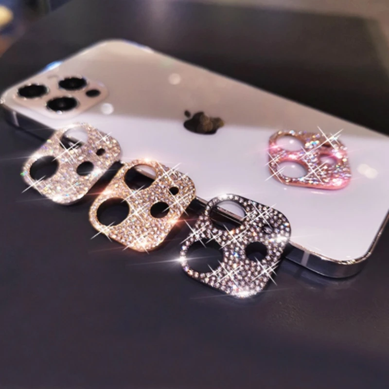 

Diamond Glitter Metal Ring Case For iPhone 13Pro Max Camera Lens Screen Protector Cover for iphone 12 Pro max 11 Protective Cap