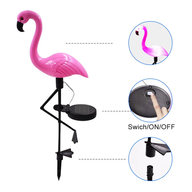 LED Outdoor Solar  Flamingo Light Garden Waterproof  Stake Lawn Light Home Auto ON/OFF Yard Landscape Lamp For Path Decoration images - 6