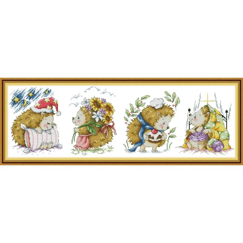 Joy Sunday Patten Счастливый маленький ежик DMC 11CT14CT Набор для вышивки крестиком вышивка