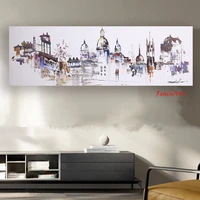 home decoration 100 hand made oil painted picture board landscape knife wall artwork for livingroom luxury large on canvas
