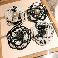 korean new camellia flower brooch korean pearl rhinestone corsage shirt collar pins fashion jewelry gifts for women accessories