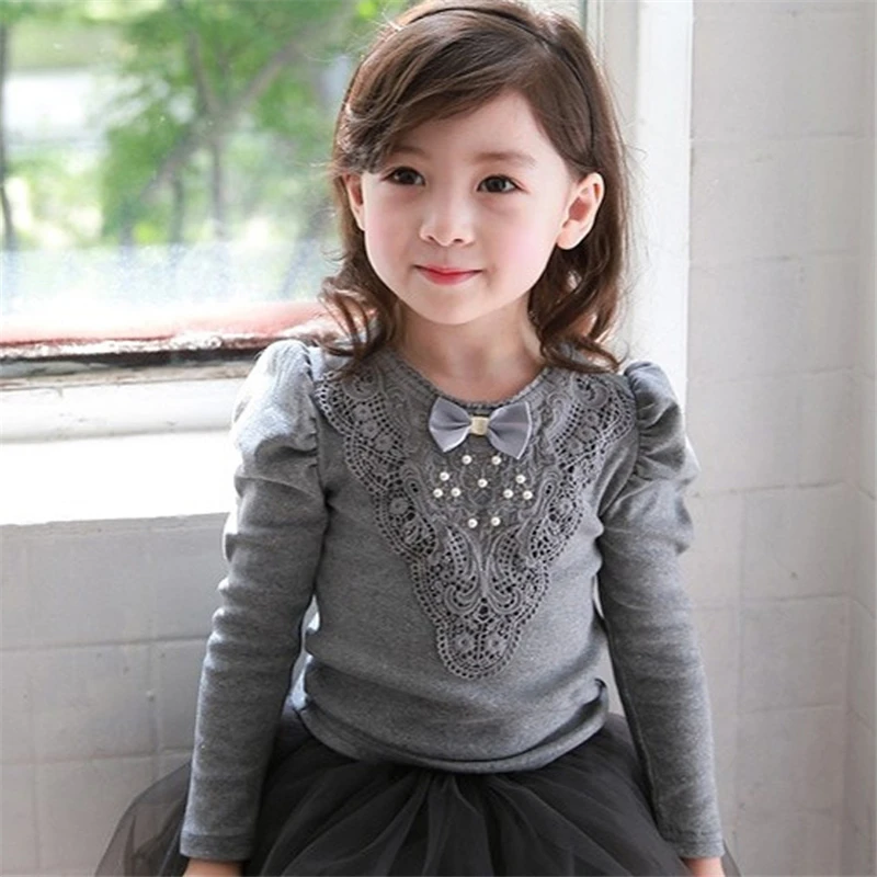 Симпатичные футболки для девочек хлопковые детские одежда с длинными рукавами