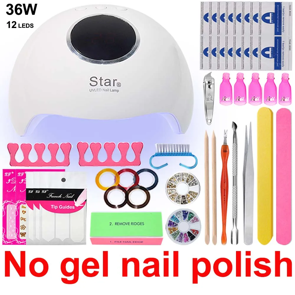 Набор для ногтей 54 Вт/36 Вт Светодиодный УФ лампа Сушилка с 6 цветными лаками