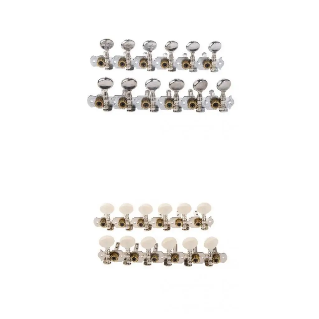 6L 6R Tuning Pegs Tuners Machine Heads for 12 String Acoustic Guitar Silver | Спорт и развлечения