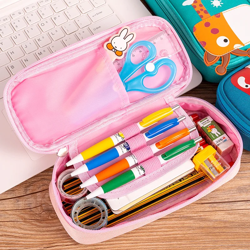 Kawaii Animal Unicorn Dinosaur Flamingo Pencil Case Zipper Large Capacity Pencil Box Portable Storage Bag School Supplies