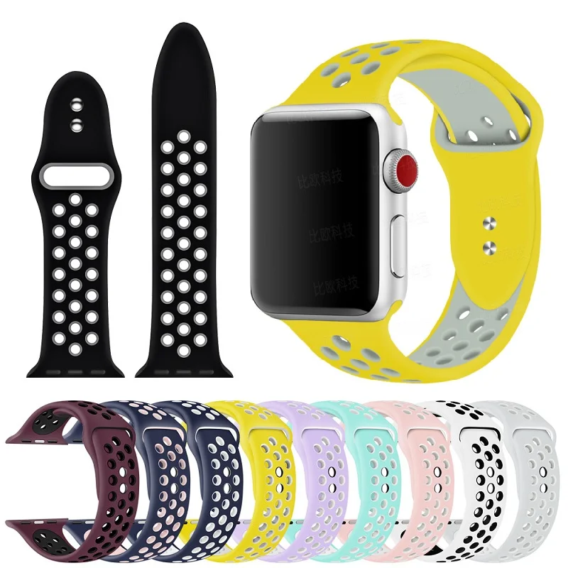 Силиконовый спортивный ремешок для Apple Watch 5 4 3 2 1 Новый дышащий 42 мм 38 резиновый Nike