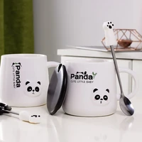 creative cute panda mug ceramic mug with lid spoon coffee cup milk cup cute girl breakfast cup novelty gifts 450ml