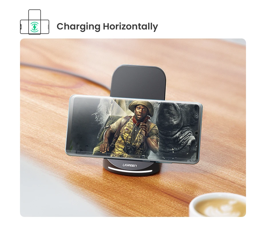Ugreen Qi Беспроводное зарядное устройство подставка для iPhone 11 Pro X XS 8 XR samsung S9 S10 S8 S10E быстрая Беспроводная зарядная станция зарядное устройство для телефона