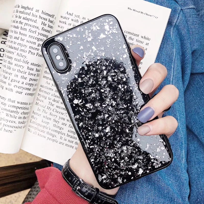 Черный мягкий чехол для iphone X, XR, XS, MAX, 10, 11 Pro, MAX, 7, 8, 6, 6s Plus, силиконовый чехол из золотой фольги и ТПУ, защита от падения