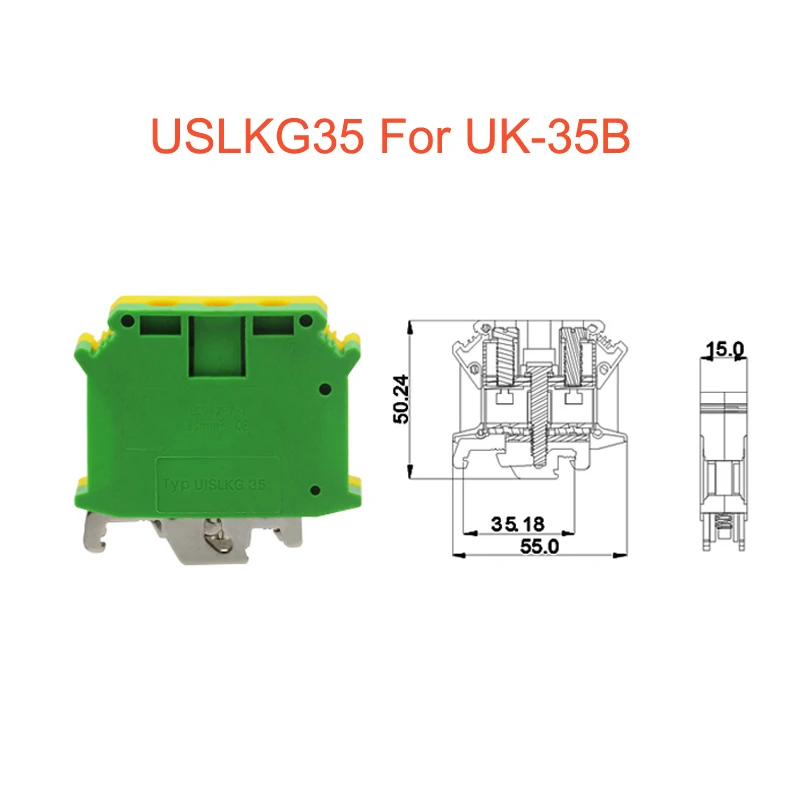 1 шт. заземляющие клеммные колодки USLKG35 DIN-рейка винтовой Клеммник UK35B/N